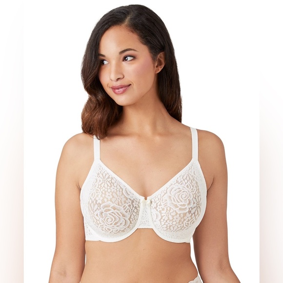 Wacoal Halo Lace Underwire Unlined Bra Off White Size 40DD - Picture 1 of 4